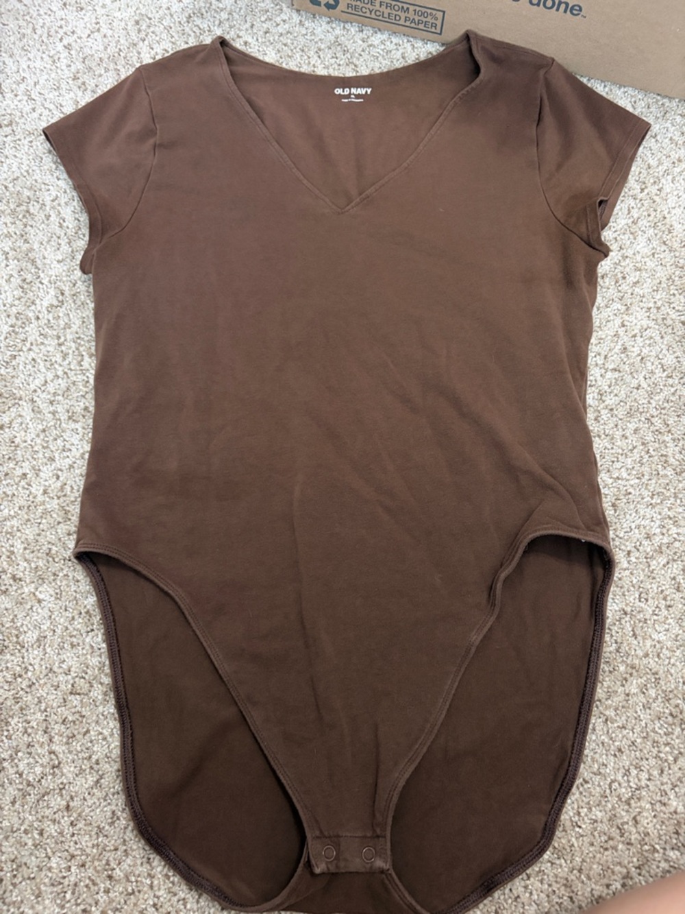 Old Navy Chocolate Brown V-Neck Short Sleeve Bodysuit